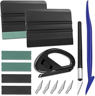 Art3d Outil Kit de film de fenêtre Kit de film de voiture professionnel avec raclette en feutre et pièces de rechange en feutre, couteau d’artisanat et lames, découpeur de vinyle sûr, micro raclette
