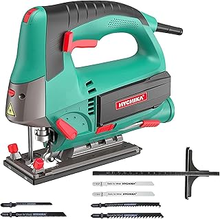 HYCHIKA Scie Sauteuse 800W, 800-3000SPM, 6 Vitesses Réglables, 4 Modes de Coupe, Angle d