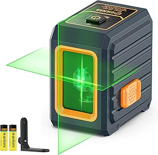 Niveau laser vert CIGMAN avec nivellement automatique et mode manuel, mode impulsion de 30 m, 4 niveaux de luminosité, haute précision ± 0,3 mm/1 M, comprend des piles AA et un support