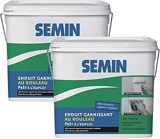 Semin - Enduit Garnissant au Rouleau - Rénovation des Supports très Endommagés - Intérieur - Seau de 10 kg (Lot de 2)