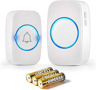 Sonnette sans Fil Exterieur Etanche 300 Mètres, IP44 Étanche Carillon Electronique, Kit de Carillon avec Récepteurs Enfichables, 60 Mélodies au 5 Niveaux Volumes pour Maison au Bureau, Blanc