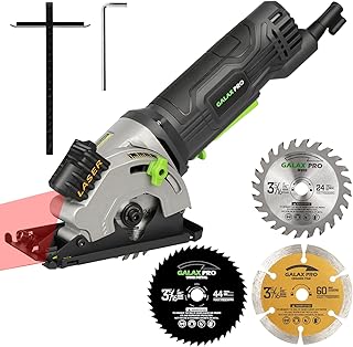 Scie Circulaire 580W GALAX PRO, 3500 RPM, Trois tranches de scie de 85 mm, Équipé de rails de guidage laser, Convenu pour le coupage du bois, du PVC et d
