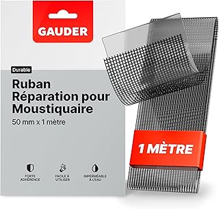 GAUDER Ruban Adhésif de Réparation pour Moustiquaire (50 mm x 1 m) | Kit de Réparation Moustiquaire | Tissu pour Moustiquaire Fenêtre