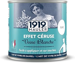 1919 BY MAULER - Peinture Céruse « Effet Cérusé » - BLANC - 0,5L - Patine et blanchit les veines du bois, effet shabby chic : meuble, parquet, escalier, boiserie