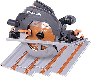 Evolution Power Tools Scie Circulaire avec Rail 3 Pièces de 1020 mm - Lame Multi-Matériaux, Coupe le Bois, le Métal, le Plastique - Adaptateur de Prise de Poussières inclus - 185mm, 230v - R185CCSX
