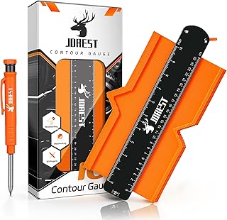 JOREST Jauge de Contour 25cm+Crayon Chantier, Cadeau Pour Pere Homme, Copieur Profil, Gabarit Forme, Contour Gauge, Outil Traçage, Decoupe Carrelage, Pose Parquet, Bricolage, Menuiserie Bois Outillage