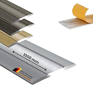 casa pura Profilé de transition autocollant - Barre de transition en aluminium pour sol, seuils de porte, barre de transition, ajustement de hauteur, barre de finition, barre de porte argent 1 pièce