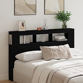 Générique Tête de lit LED Chêne Noir 160x18,5x45 cm Bois d