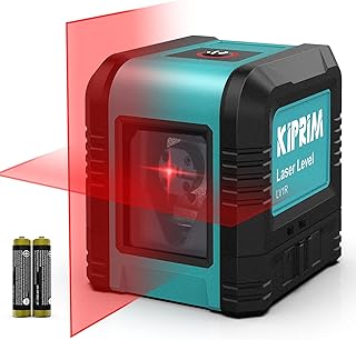 Niveau Laser,Niveau Laser Rouge Autonivelant Kiprim LV1R Laser Croix avec 2 Modes 2 Lignes 2 Piles AA Etui de Protection IP54 pour Extérieur et Intérieur