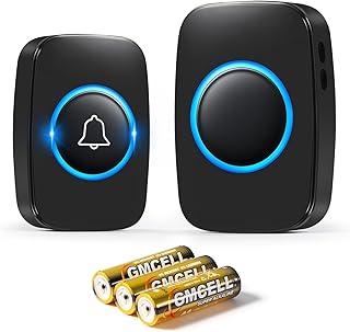 Sonnette sans Fil Exterieur Etanche 300 Mètres, IP44 Étanche Carillon Electronique, Kit de Carillon avec Récepteurs Enfichables, 60 Mélodies au 5 Niveaux Volumes pour Maison au Bureau, Noir