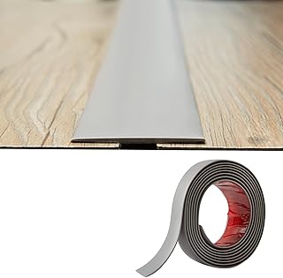 Bande de Transition Plate 2mm épaisseur PVC,5cm Large Bande de Seuil Fine Autoadhésive Barre de Seuil Souple Barre de Sol Baguette Seuil de Porte Profilé de Transition Joindre Espaces de Sol,2M Gris