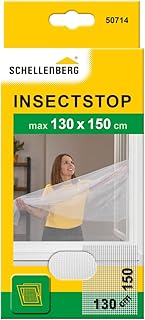 Schellenberg 50714 Moustiquaire fenêtre recoupable aux dimensions souhaitées, avec ruban auto-aggripant de fixation et cutter, 130 x 150 cm, Blanc