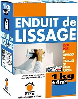 Enduit de Lissage Plâtre 1kg - Haute Performance, Finition Extra Lisse - Idéal Murs et Plafonds Intérieurs - Forte Adhérence, Application Manuelle Facile
