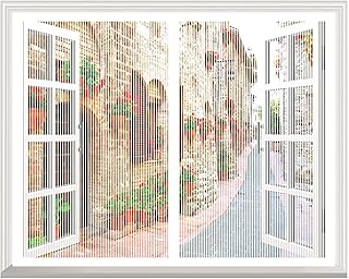 Moustiquaire Fenêtre Magnétique, Automatiquementfermé, Moustiquaire Porte sans Percer pour Couloirs, Blanc, (47x51inch)120x130cm