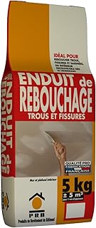 Enduit de Rebouchage 5kg - Haute Adhérence et Séchage Rapide - Idéal pour Réparer Trous, Fissures et Cavités - Intérieur - Tous Supports Muraux et Plafonds